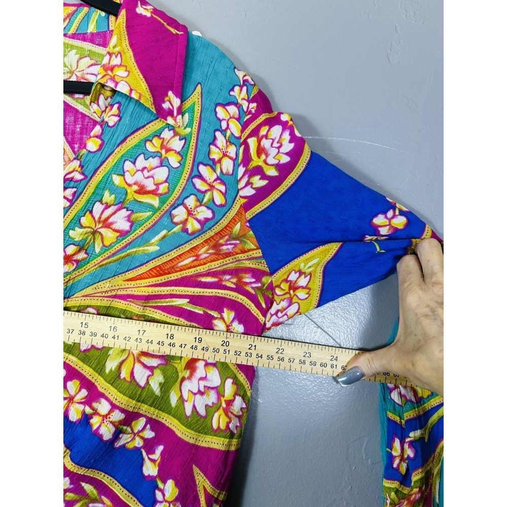 Haute Hippie colorful spring blouse cross-closure front tropical print Size L - Picture 8 of 12